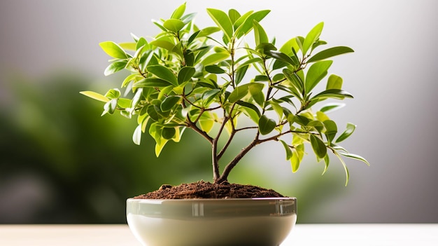 Autografo Pianta dell'albero in un vaso su sfondo bianco