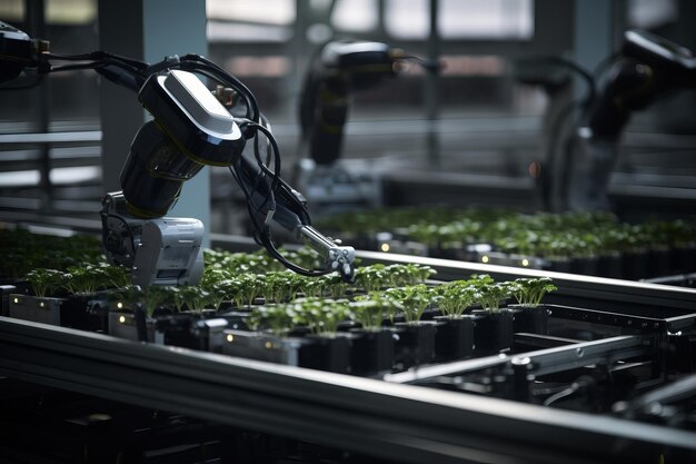 Automatizzazione dei processi robotici agricoltura progettazione minimalista industria AI Generato