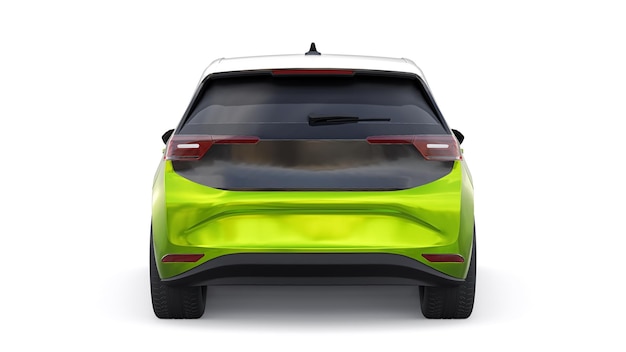 Automobile elettrica verde della nuova generazione della berlina della città con l'illustrazione 3d della gamma estesa