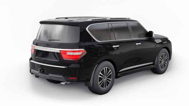 Automobile nera premium per famiglia SUV isolata su sfondo bianco rendering 3d