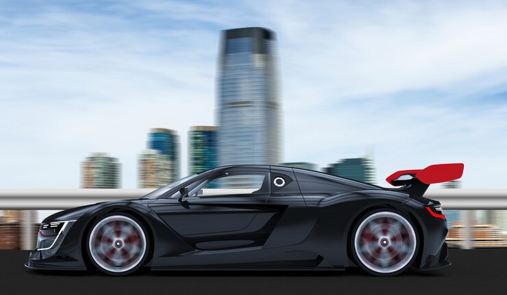 Automobile sportiva nera in una città