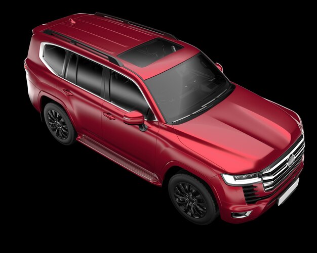 Automobile SUV realistica isolata su sfondo 3d rendering illustrazione