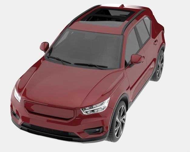 Automobile SUV realistica isolata su sfondo 3d rendering illustrazione