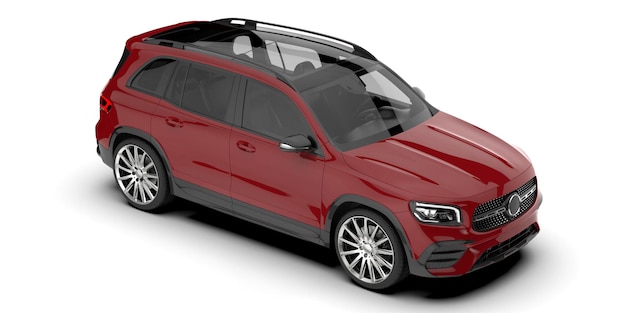 Automobile SUV realistica isolata su sfondo 3d rendering illustrazione