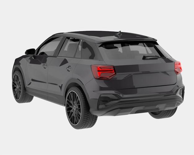 Automobile SUV realistica isolata su sfondo 3d rendering illustrazione