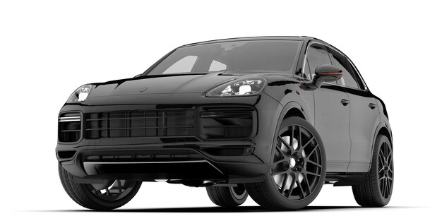 Automobile SUV realistica isolata su sfondo 3d rendering illustrazione