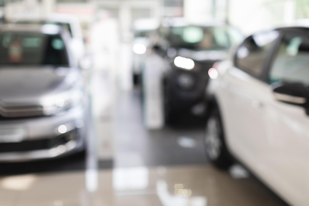 Automobili di lusso in showroom vip sfondo sfocato