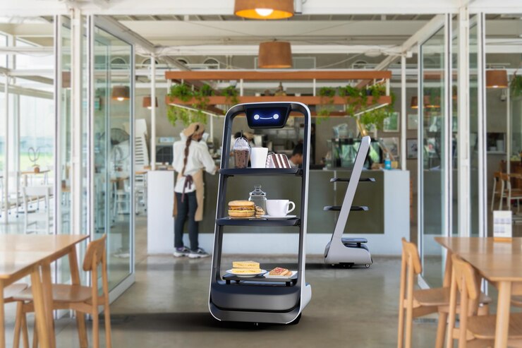 Autonomous waiter robot working in restaurant Artificial intell
