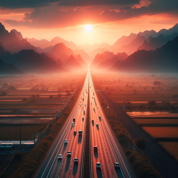 autostrada al tramonto