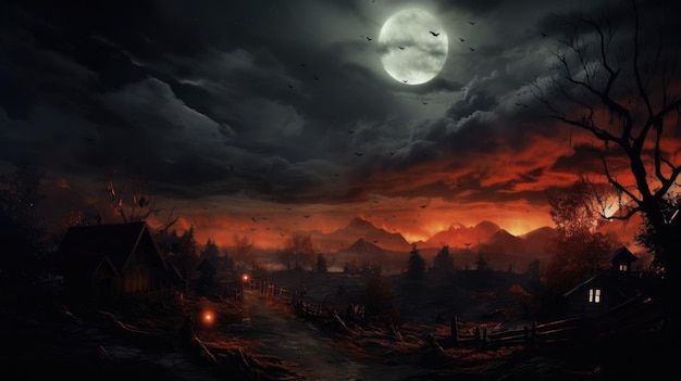 Autumn Spooky Sky Halloween Illustrazione di sfondo