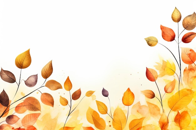 Autumn Watercolor Leaves Background