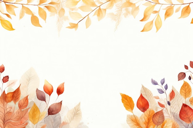 Autumn Watercolor Leaves Background