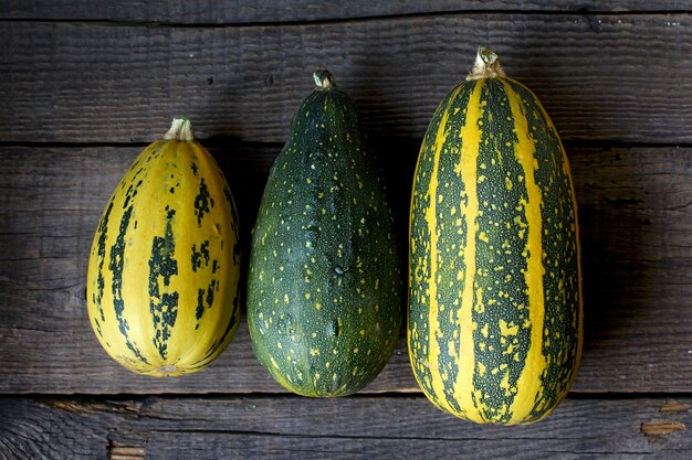 Autunno dello zucchini della zucca su di legno