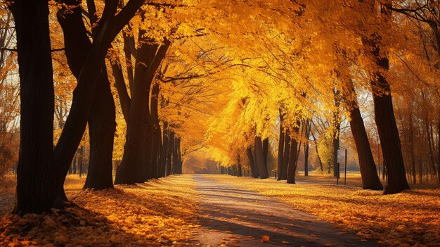 Autunno dorato nella foresta del parco