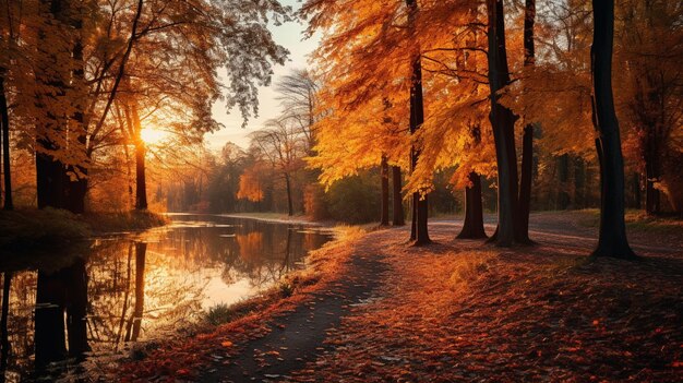 Autunno dorato nella foresta del parco