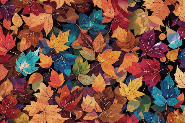 Autunno foglie che cadono stile di pittura a olio senza cuciture