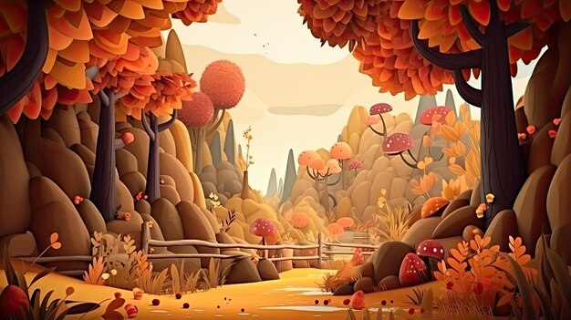 Autunno foresta libri per bambini illustratore stile