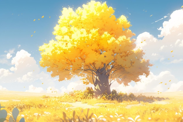 Autunno paesaggio poster autunno foresta alberi autunno dorato illustrazione