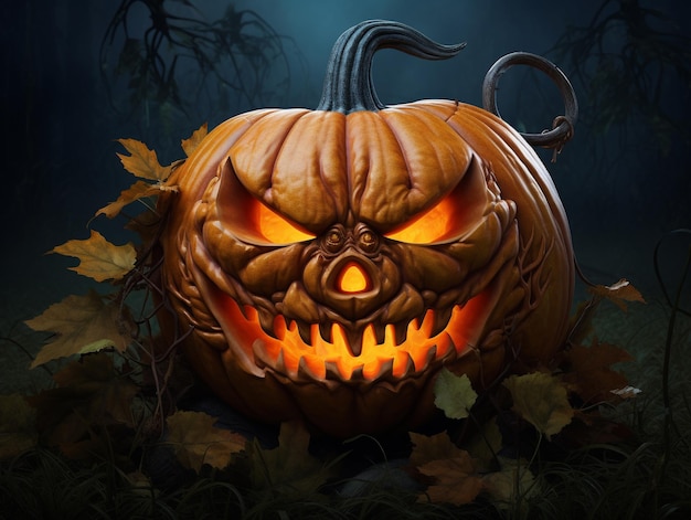 Autunno spaventoso terribile fantasma holloween zucca con acero jackolantern conceptHolidays