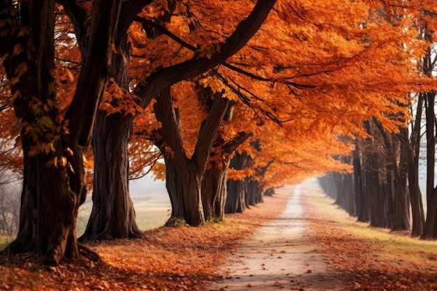 Autunno vibrante Paesaggio accattivante di foglie d'arancio cadenti AR 32