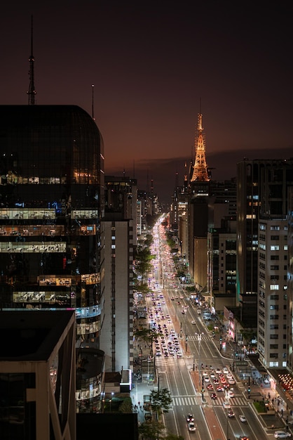 Avenida Paulista a San Paolo, Brasile di notte