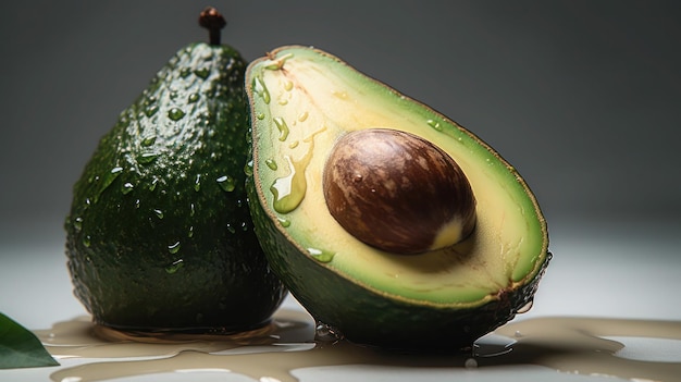 Avocado con una goccia d'acqua sopra