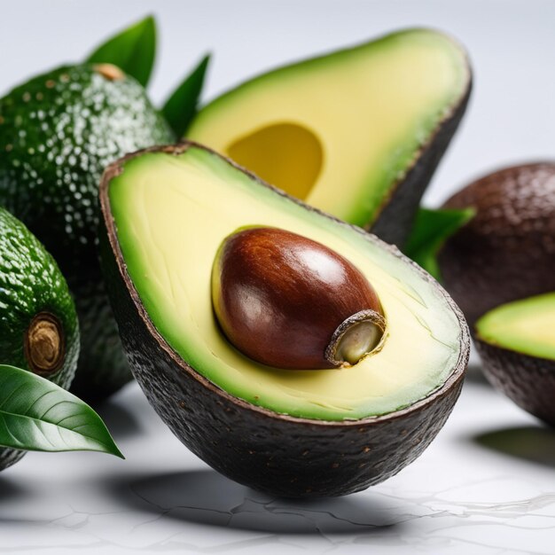 Avocado isolato su sfondo di carta bianca