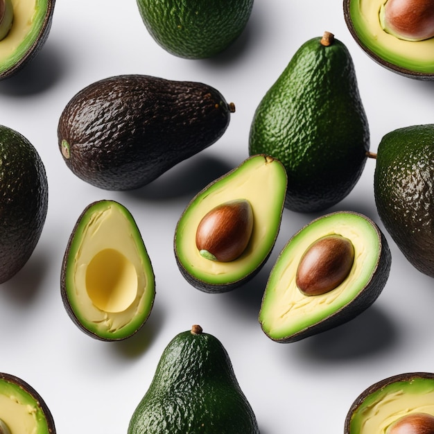 Avocado isolato su sfondo di carta bianca