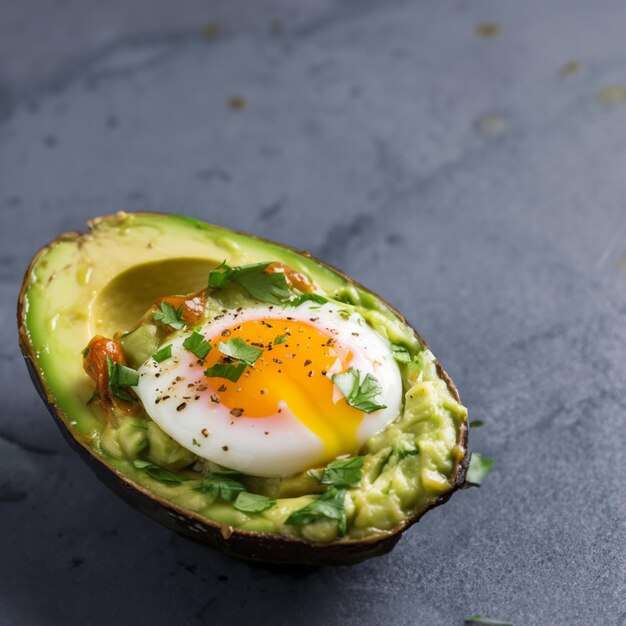 Avocado liscio coronato da un uovo in camicia perfetto