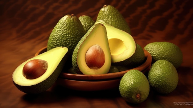 avocado su uno sfondo di legno