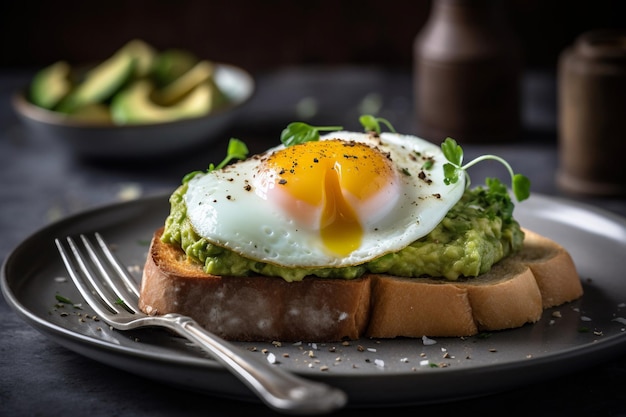 Avocado toast con sopra un uovo fritto