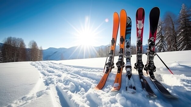 Avventura di sci invernale nelle Alpi IA generativa