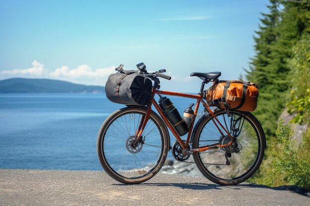 Avventura in bicicletta Viaggiare con le borse sul mare