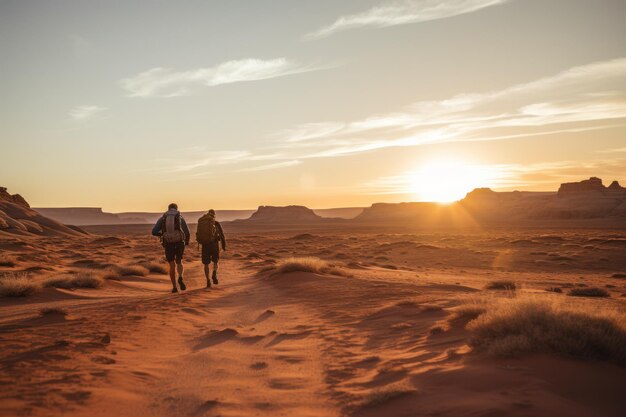avventura nella bellezza del vasto paesaggio desertico al tramonto