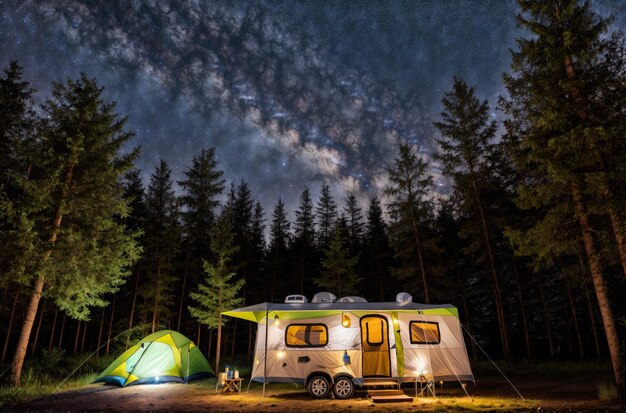 Avventura notturna in campeggio sotto il cielo stellato