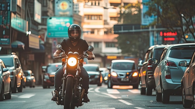 Avventure su due ruote Motociclista in ambiente urbano