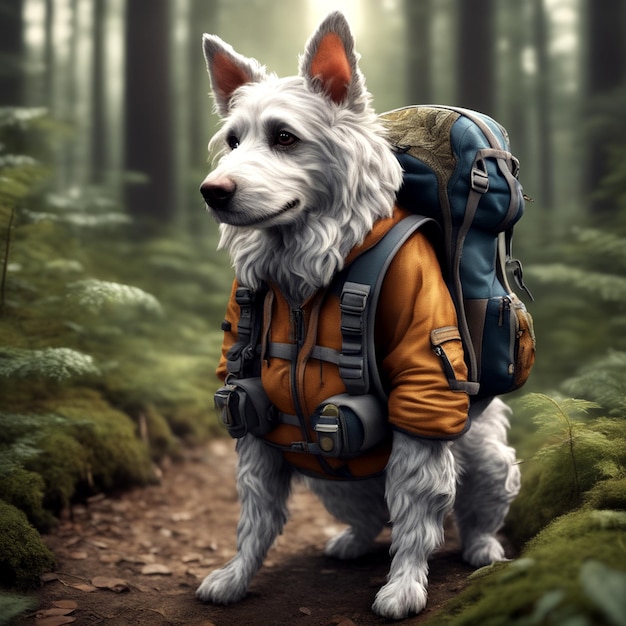 Avventuroso Anthro Dog Escursione dettagliata attraverso i boschi