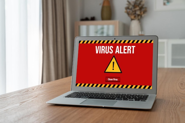 Avviso di avviso virus sullo schermo del computer rilevato una minaccia informatica modesta