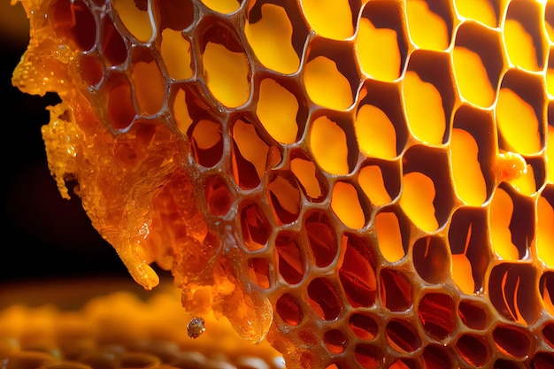 Awesome Honeycomb con miele macro shot close up shot Generativo Ai