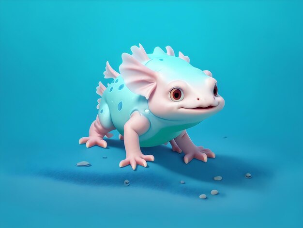 Axolotl a corpo intero sfondo blu e verde