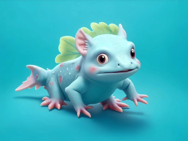 Axolotl a corpo intero sfondo blu e verde