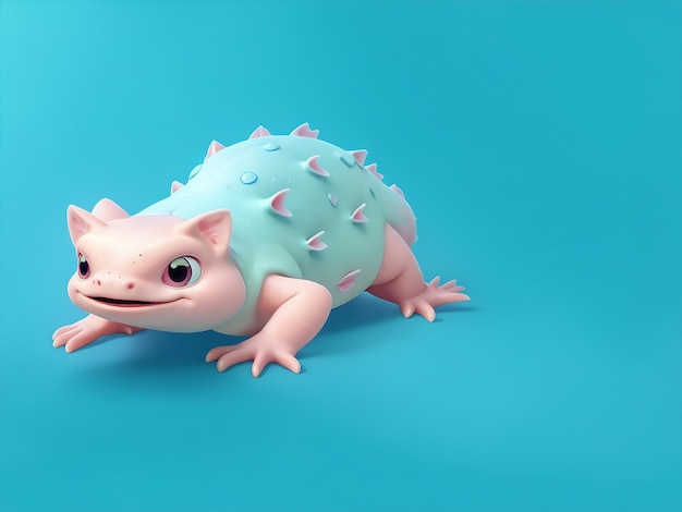 Axolotl a corpo intero sfondo blu e verde