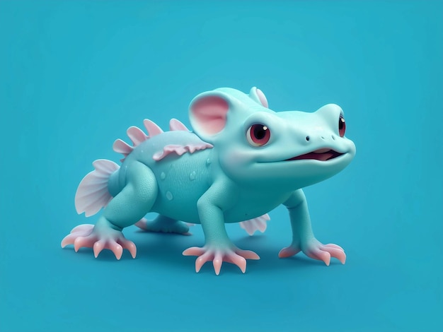 Axolotl a corpo intero sfondo blu e verde