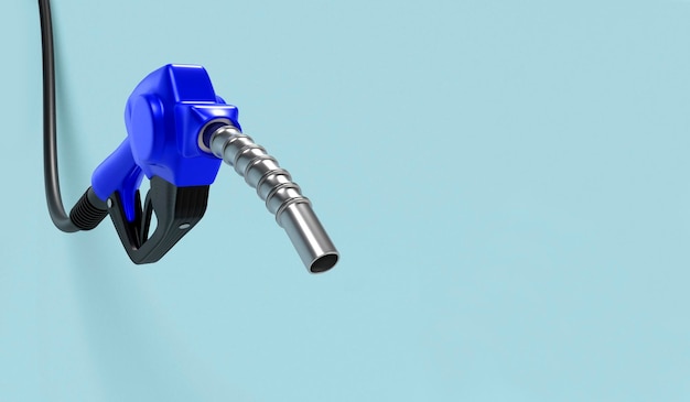 Azzurro con ugello di carburante su sfondo blu chiaro