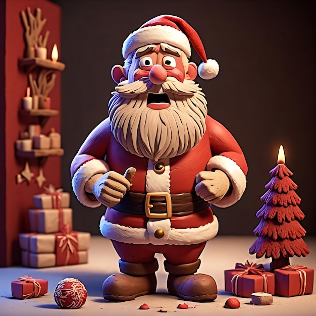 Babbo Natale 3D realistico colore rosso generativo AI