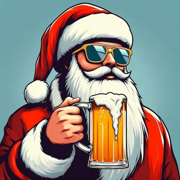 Babbo Natale che beve birra