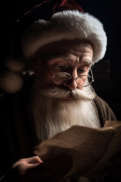 Babbo Natale che legge le lettere di Natale che diffonde la magia delle vacanze Nessuna persona reale Ai generativa