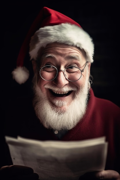 Babbo Natale che legge le lettere di Natale Diffondendo la magia delle vacanze Nessuna persona reale Ai generativa