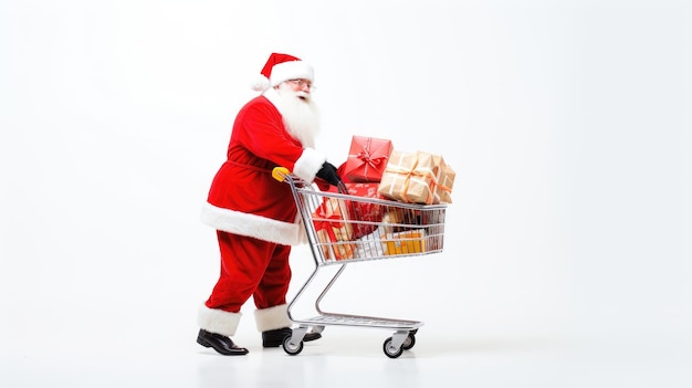 Babbo Natale che spinge il carrello