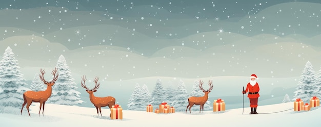 Babbo Natale che vive nella foresta invernale illustrazione di biglietti di auguri di Natale panorama Generative ai